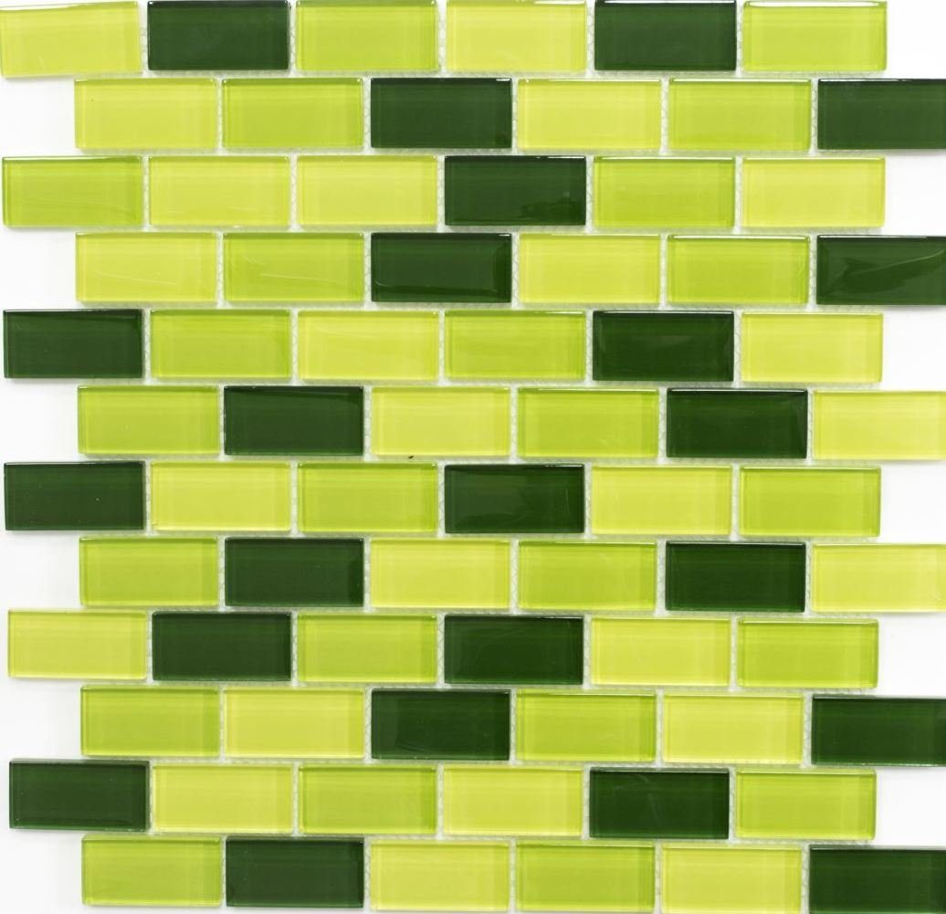 Mosani Mosaikfliesen glänzend Glasmosaik Mosaik grün 10 Crystal Matten /