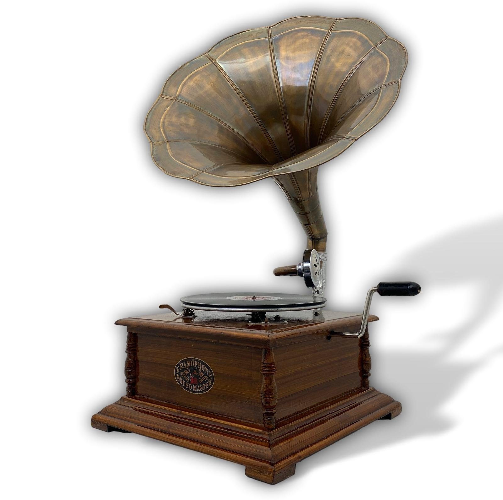 Aubaho Dekoobjekt Grammophon Gramophone Dekoration Trichter Grammofon Messing Antik-Stil
