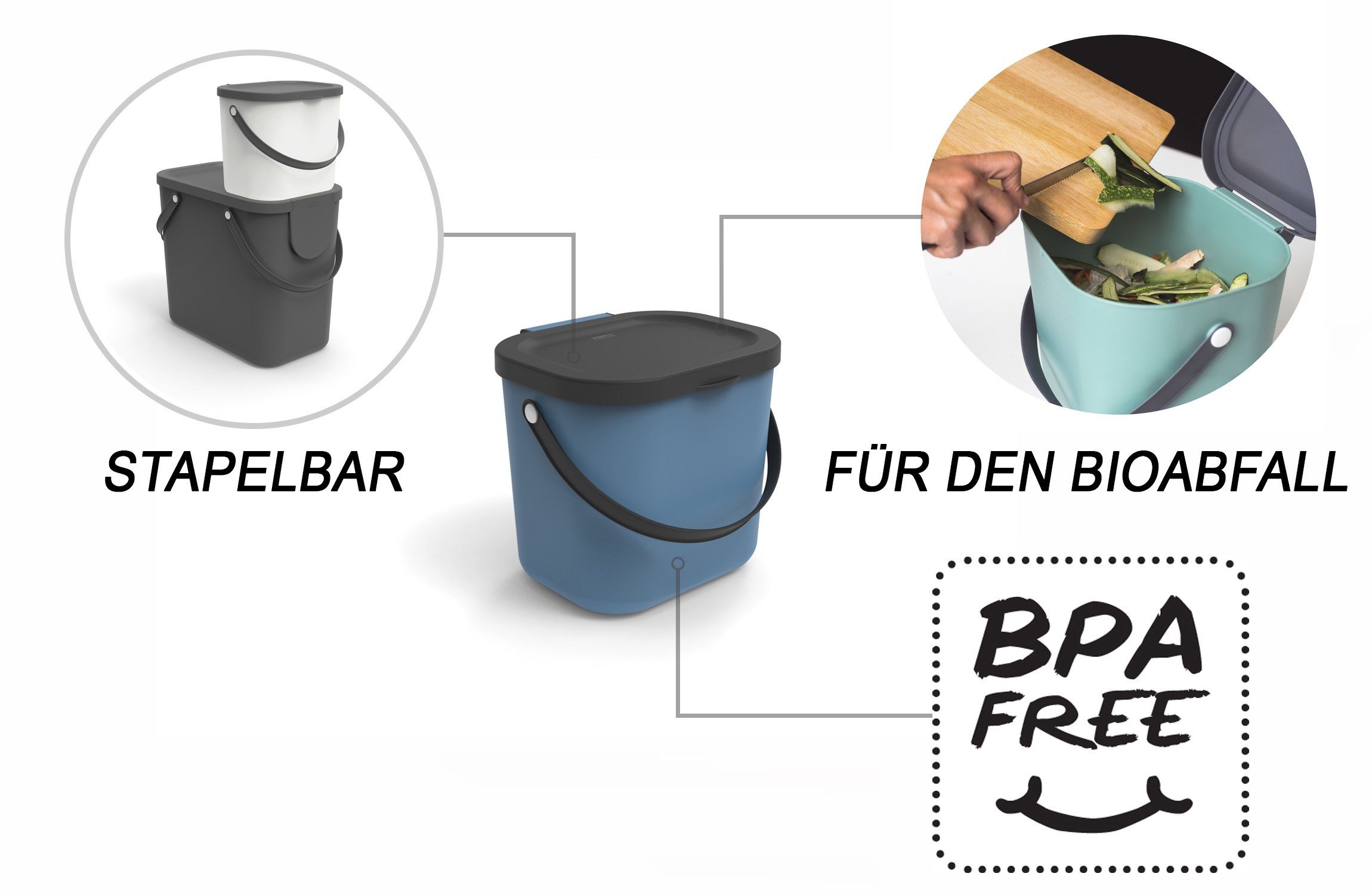 ROTHO Komposter ROTHO Recycling Müllsystem 6L ALBULA Horizon blau – Bild 3 von 5