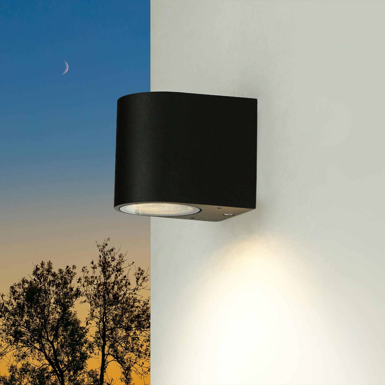 Licht-Erlebnisse Außen-Wandleuchte AALBORG, ohne Leuchtmittel, Außenlampe Wand IP44 Schwarz GU10 Aluminium Modern Außenwandleuchte