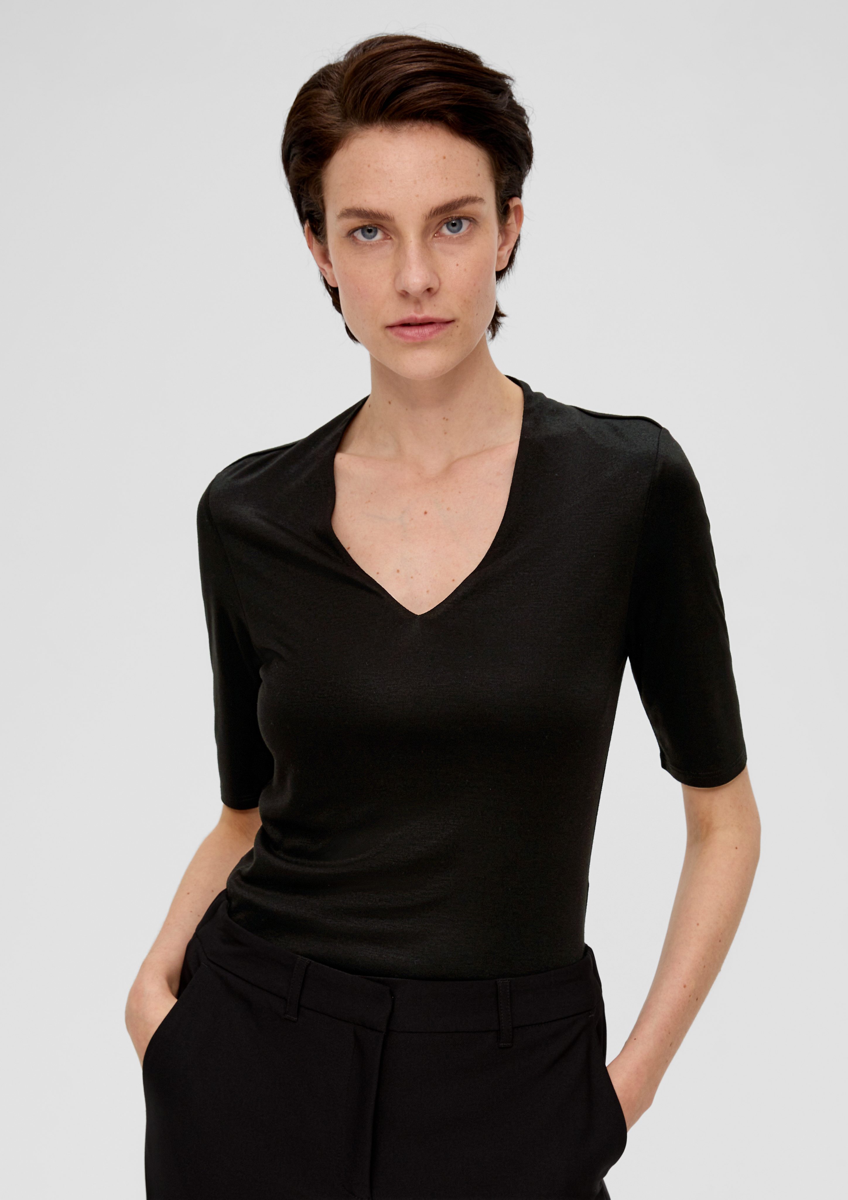 s.Oliver BLACK LABEL Kurzarmshirt T-Shirt mit günstig online kaufen