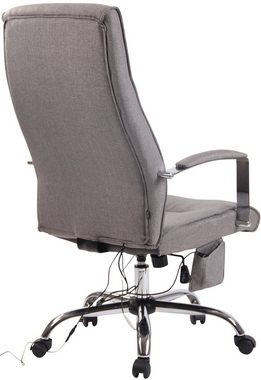 TPFLiving Bürostuhl Portofino mit bequemer Rückenlehne und Massagefunktion (Schreibtischstuhl, Drehstuhl, Chefsessel, Bürostuhl XXL), Gestell: Metall chrom - Sitz: Stoff grau
