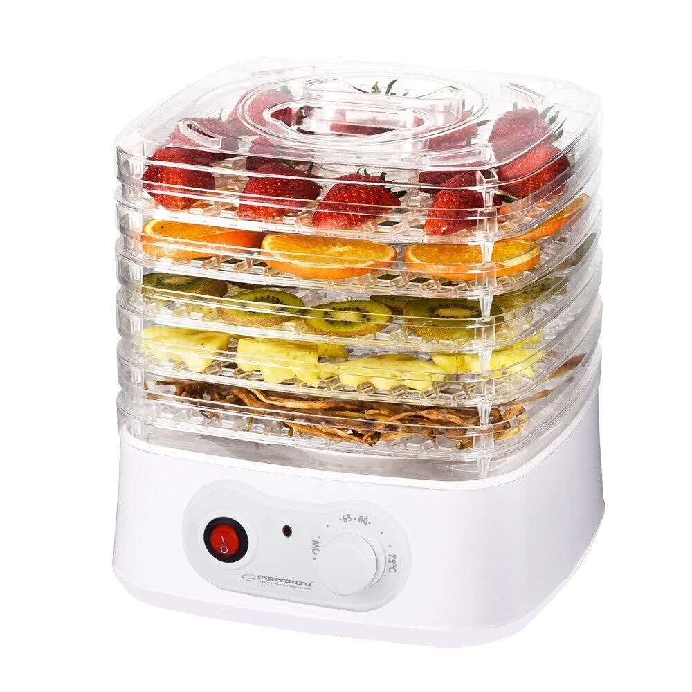 Esperanza Dehydrator Dehydrator Trockner Pilze/Gemüse/Früchte -Champignons 250,00 W, Temperaturregler & Dampfgaren & leicht zu reinigen