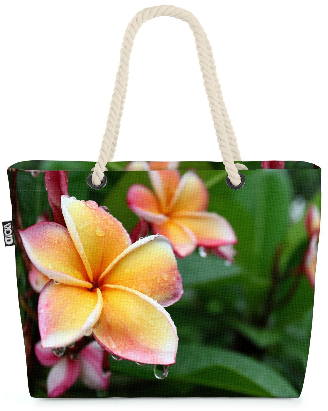 VOID Strandtasche (1-tlg), Frangipani Blume Beach Bag Blüten Blätter Garten Sommer Blumenstrauß Natur