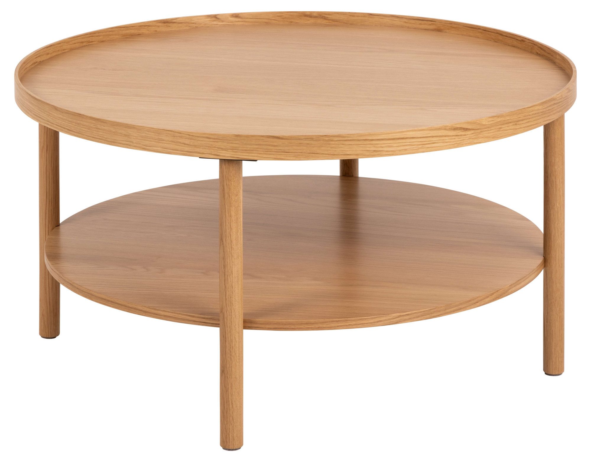 ACTONA GROUP Couchtisch Banbury, Sofatisch, Wohnzimmertisch (80x80x42cm), 2 Ebenen, Eichenfurnier, runde Form, FSC™