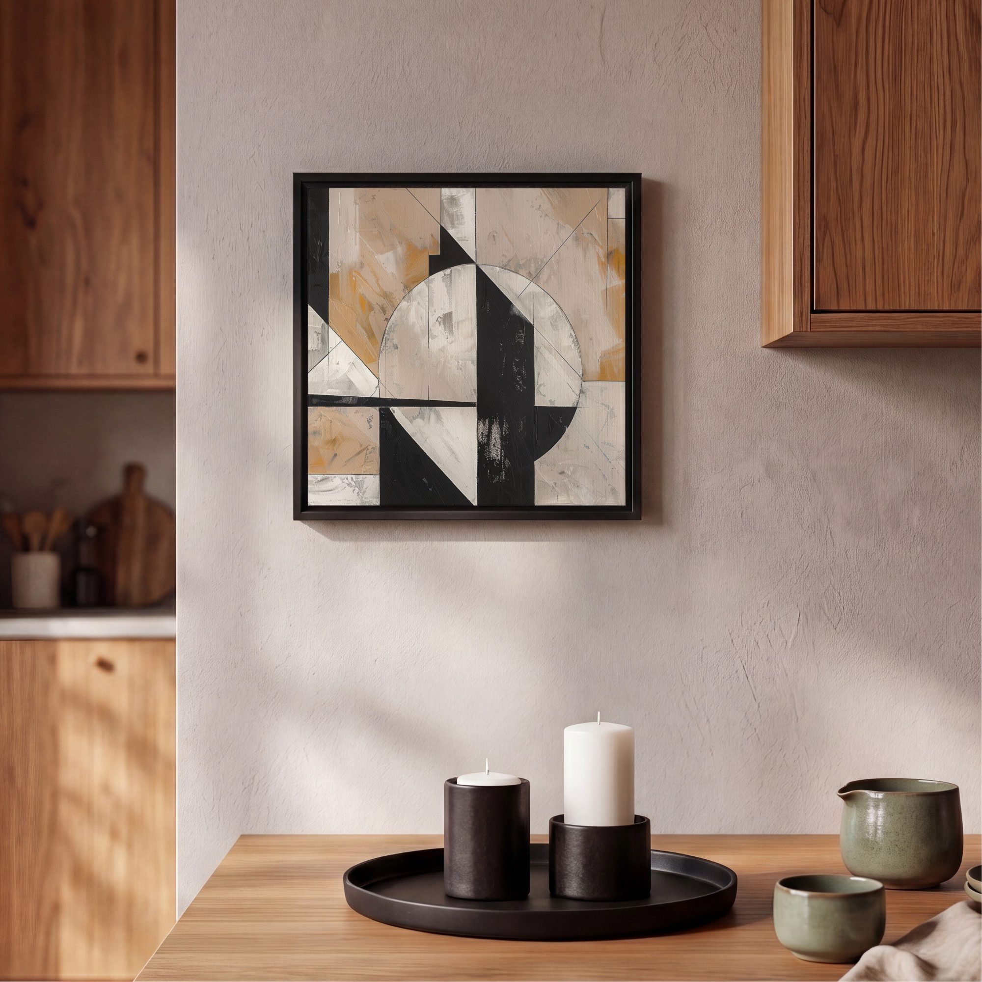 OneMillionCanvasses® Leinwandbild mit Rahmen - Abstrakt - Modern - Geometrisch - Pastell, Fotodruck (1 St), Leinwand Bilder Klein, Wand Dekoration Aesthetic 20x – Bild 2 von 5