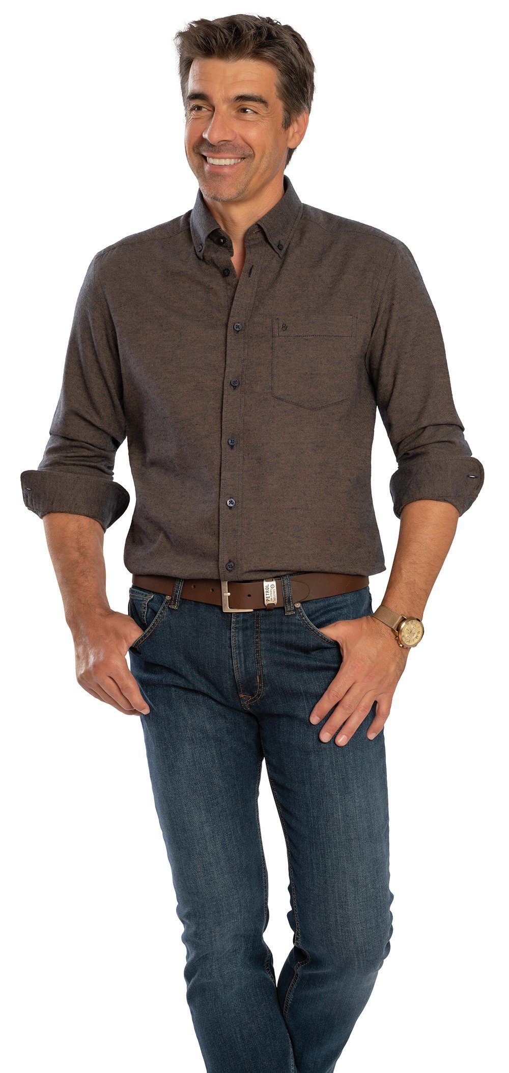 HENSON&HENSON Flanellhemd beidseitig aufgeraut für kaschmirweichen Griff, natürliche Temperaturregulierung