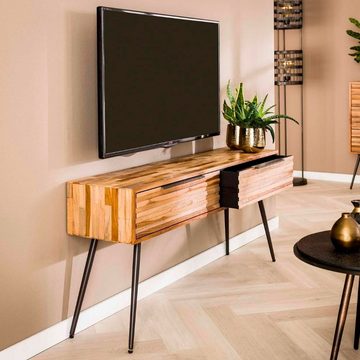 RINGO-Living Sideboard Massivholz TV-Lowboard Vaiana mit 2 Schubladen in Natur-dunkel und, Möbel