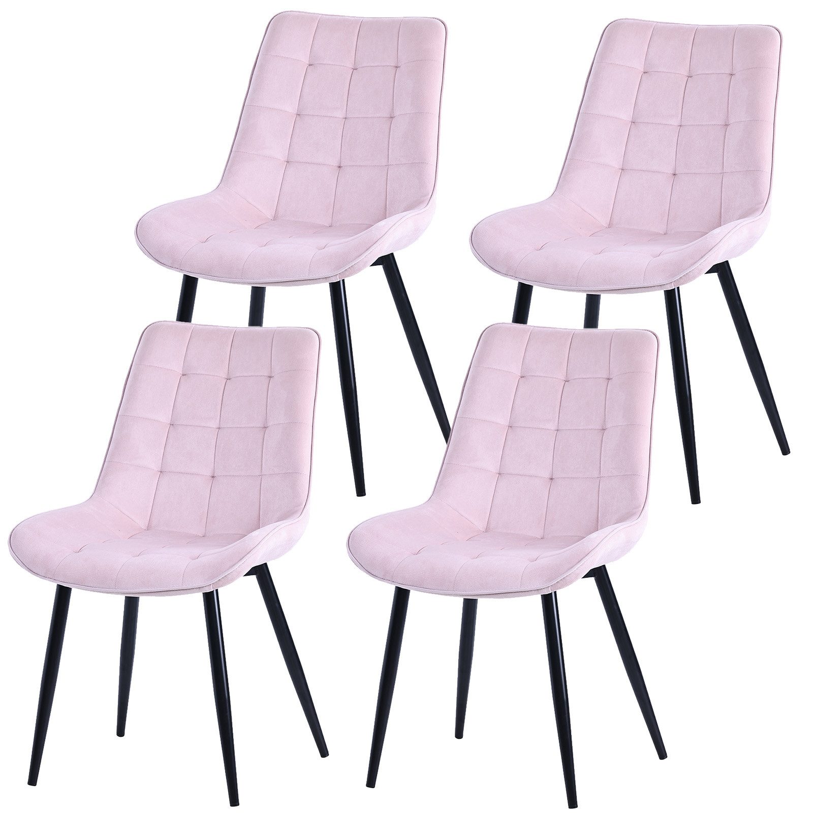 HOMAVO Esszimmerstuhl Stuhlset – Polsterstühle, Samt oder Webstoff, Metall-Füße (Nach EN 12520 geprüft, 4 St), mit Ergonomischer Rückenlehne und Metallbeinen
