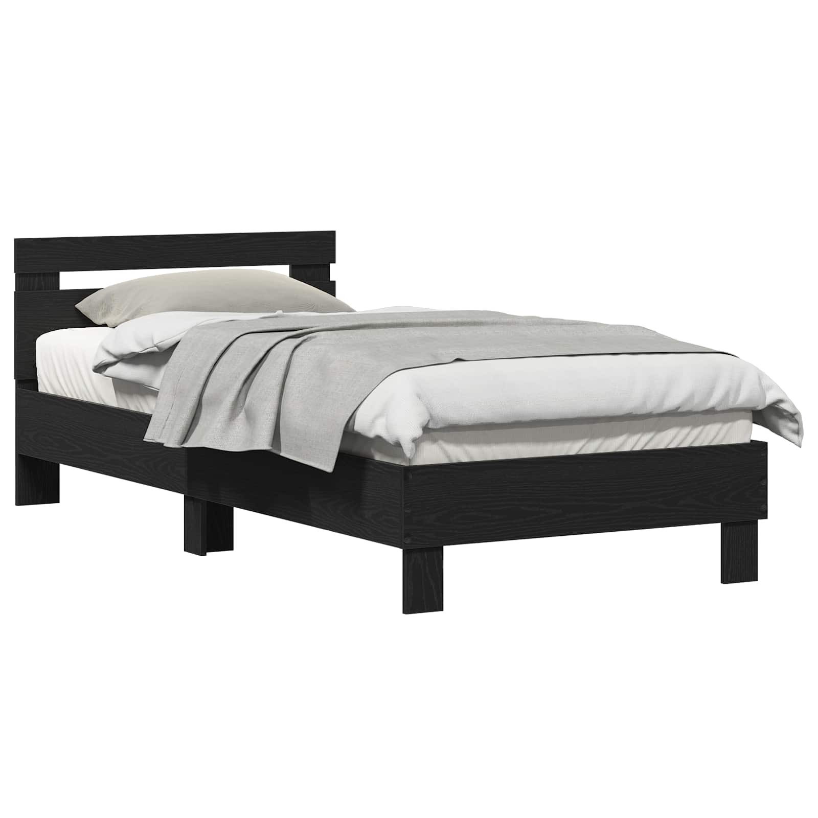 vidaXL Bett Bettrahmen Schwarz Eichen-Optik 203 x 95 x 70 cm Holzwerkstoff (1-tlg)