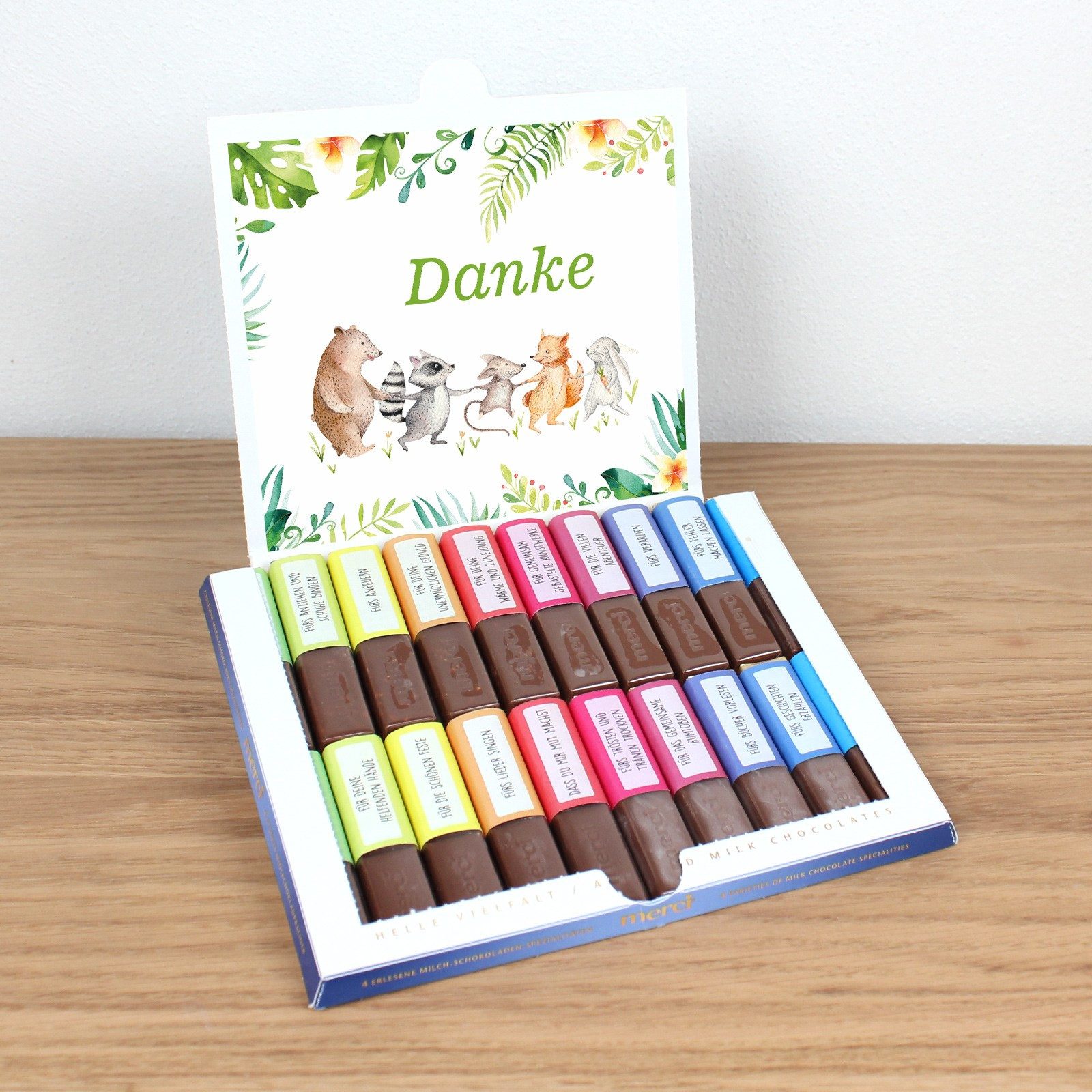 nikima Packpapier AUFKLEBER SET - Merci Danke Tiere Abschiedsgeschenk Kita Erzieher