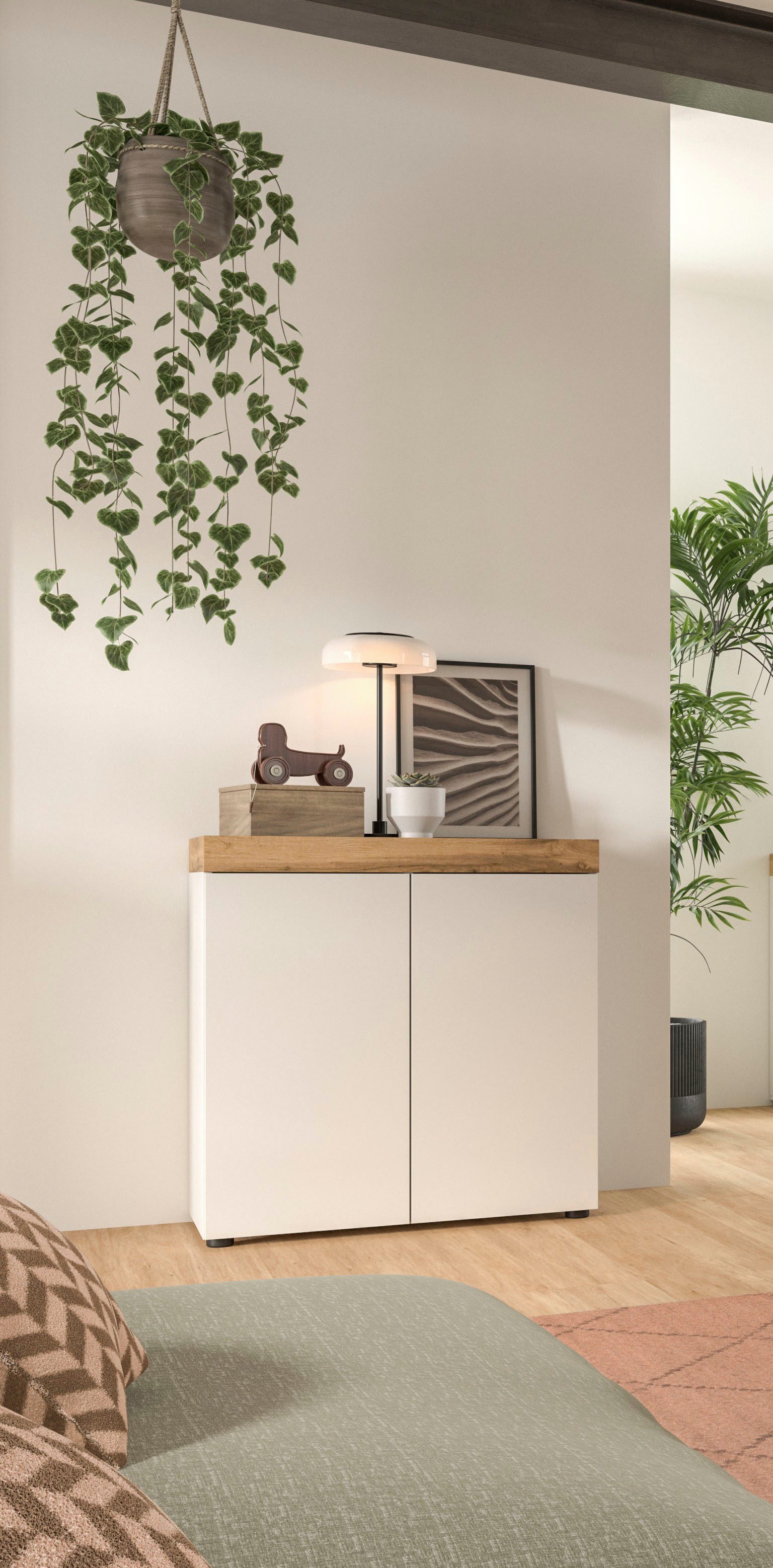 OTTO home Kommode MAMBO, TOPSELLER!, Breite 77cm, 2 Türen, 4 Fächer, push-2-open (1 St., 2 farbige Ausführung, in verschiedenen Farben erhältlich), Kommode, Anrichte, Wohnzimmer, Schlafzimmer