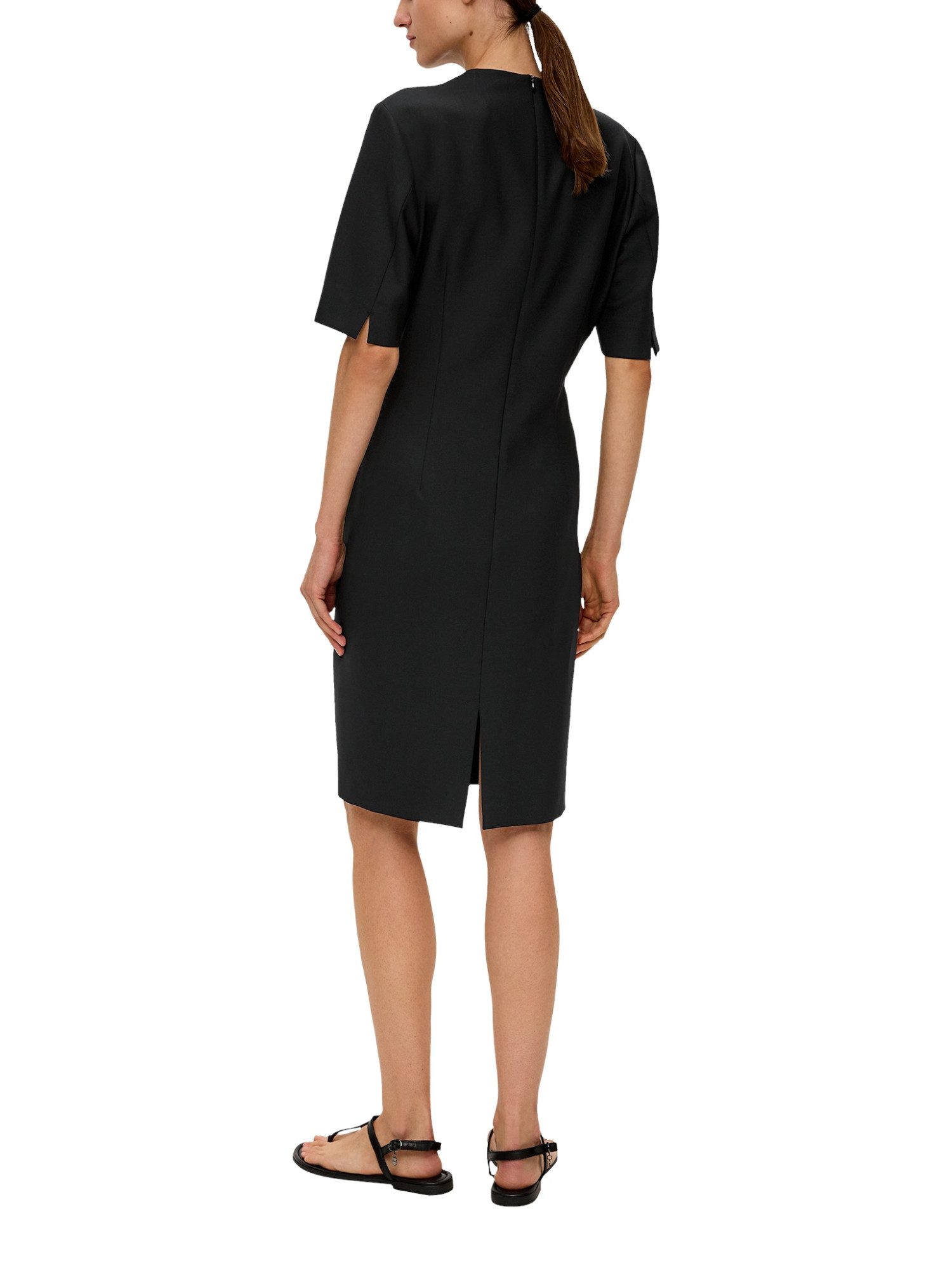 s.Oliver BLACK LABEL Partykleid schwarz,Casual,Viskose,Unifarben,V-Ausschnitt,3/4 Arm,Regular Fit