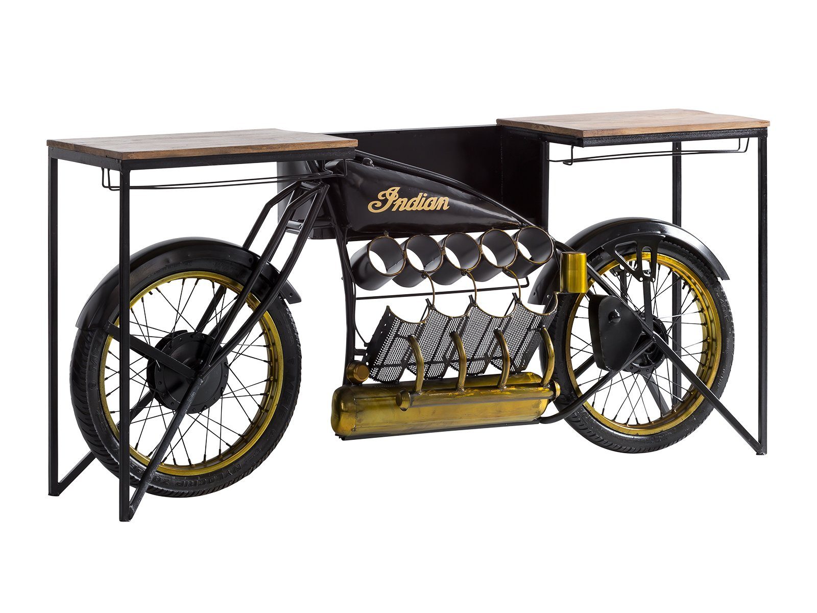 massivum Konsolentisch Motorradbar Indian Black Vintage Barregal (1-St)