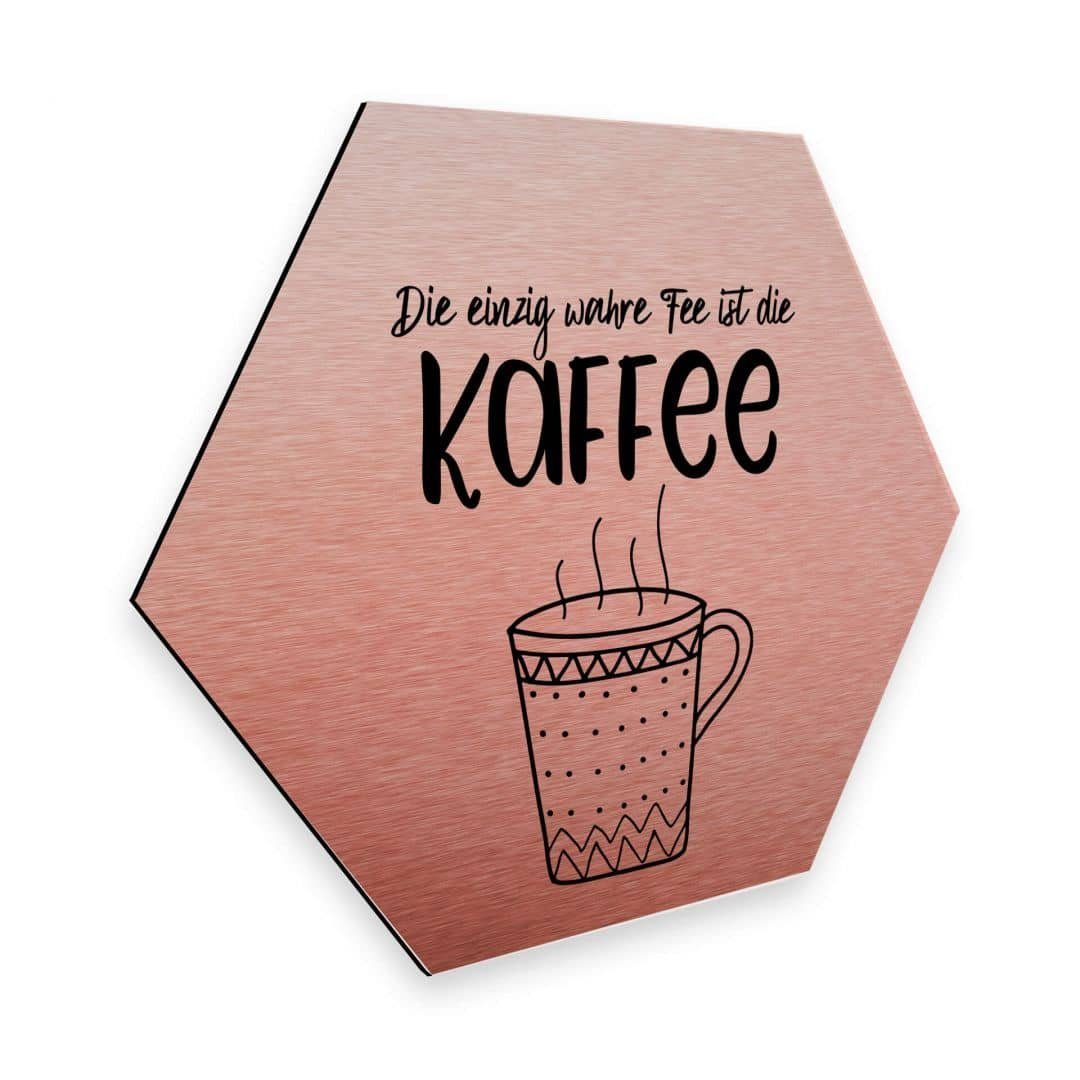 Rosa Fee Wall Küche, Gemälde modern Schriftzug K&L Retro Poster Alu-Dibond Art Kaffee Deko Kupfer Aluminium Wandbild