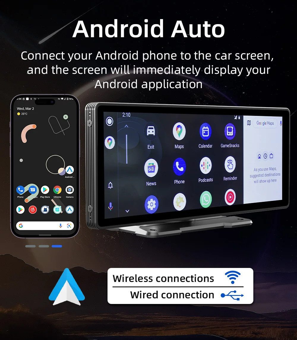 Athlix Auto Radio Multimedia Video Player Apple Car Play Bluetooth AUX USB Autoradio (Autoradio 10,26" Full HD, Breite Kompatibilität, Sprachsteuerung) – Bild 3 von 5