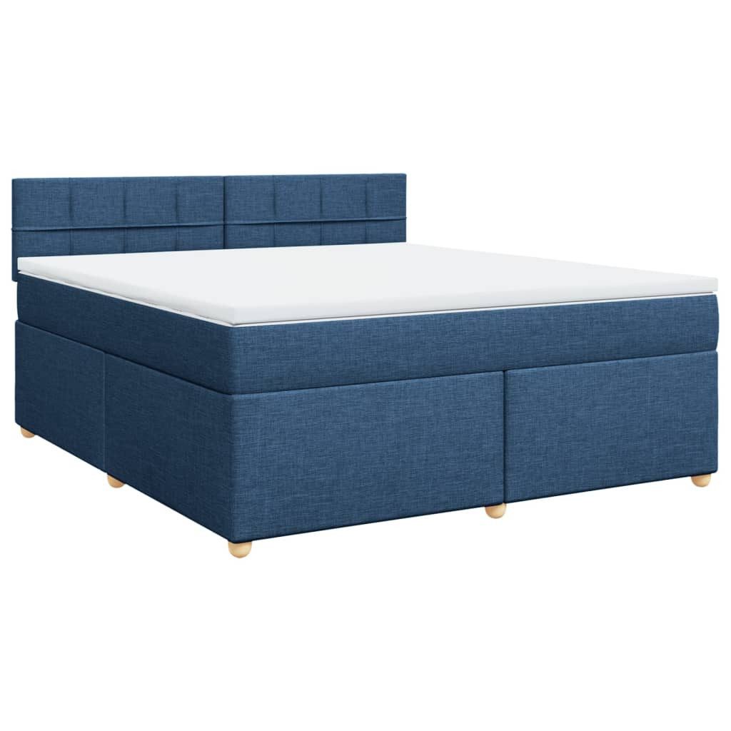 Bett Boxspringbett mit Matratze Blau 180x200 cm Stoff