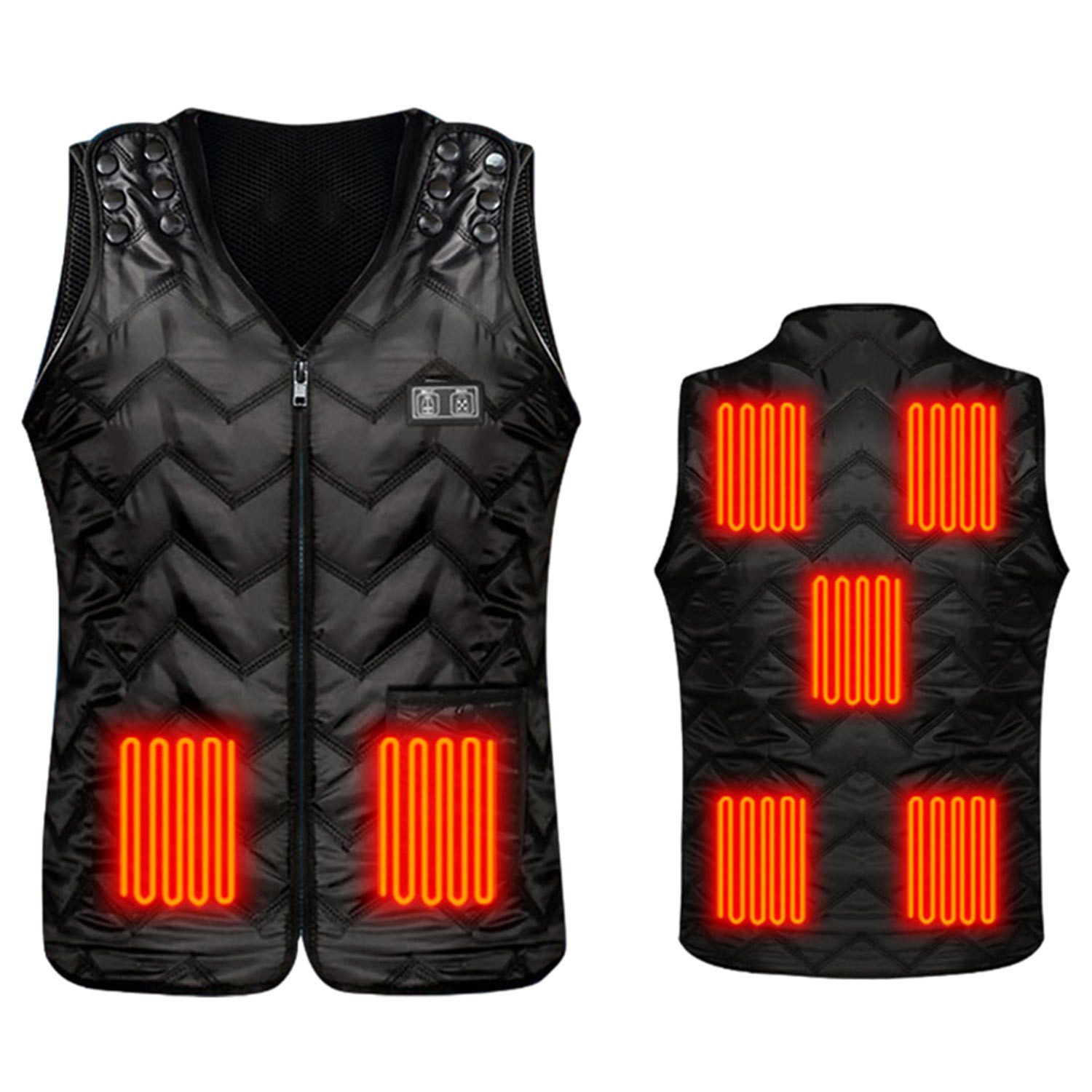Funktionsweste Beheizbare Weste Jacke für Herren Damen mit 7 Heizzonen 3 Heizstufen