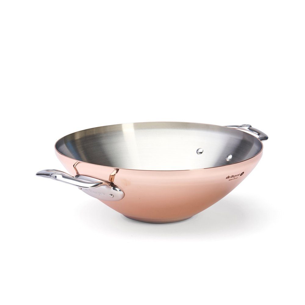 de Buyer Wok Prima Matera, Kupfer- 32 cm induktionsgeeignet - Edelstahlgussgriffe