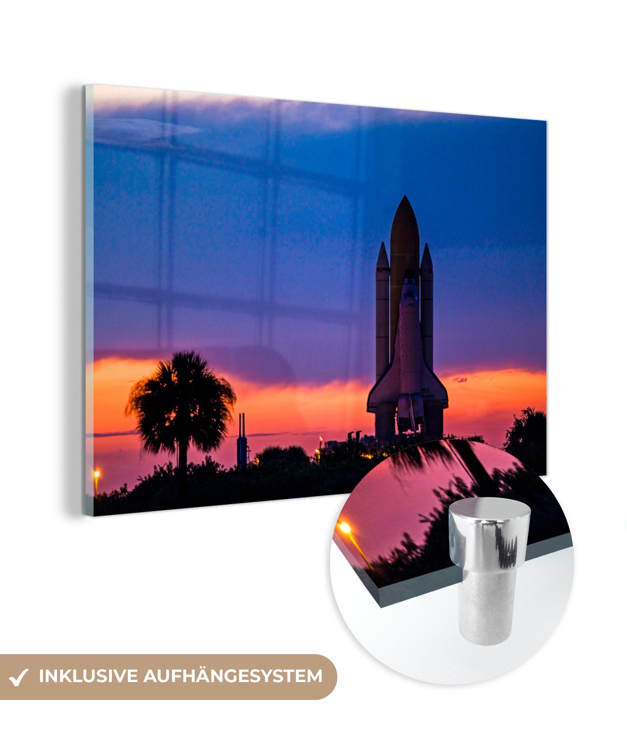 MuchoWow Acrylglasbild Space Shuttle - St), Schlafzimmer Wohnzimmer & NASA, (1 Acrylglasbilder Rakete 