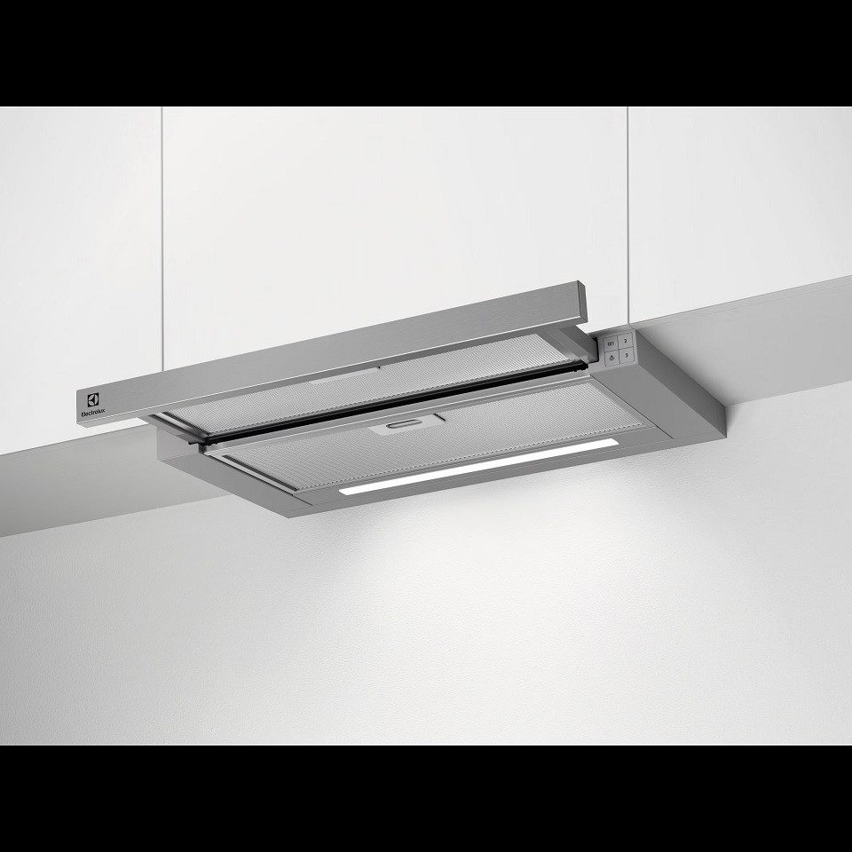 AEG Zwischenbauhaube LFP416X Serie keine Angaben LFP416X, LED-Leuchtstreifen, Drucktasten, Abluft- und Umluftbetrieb