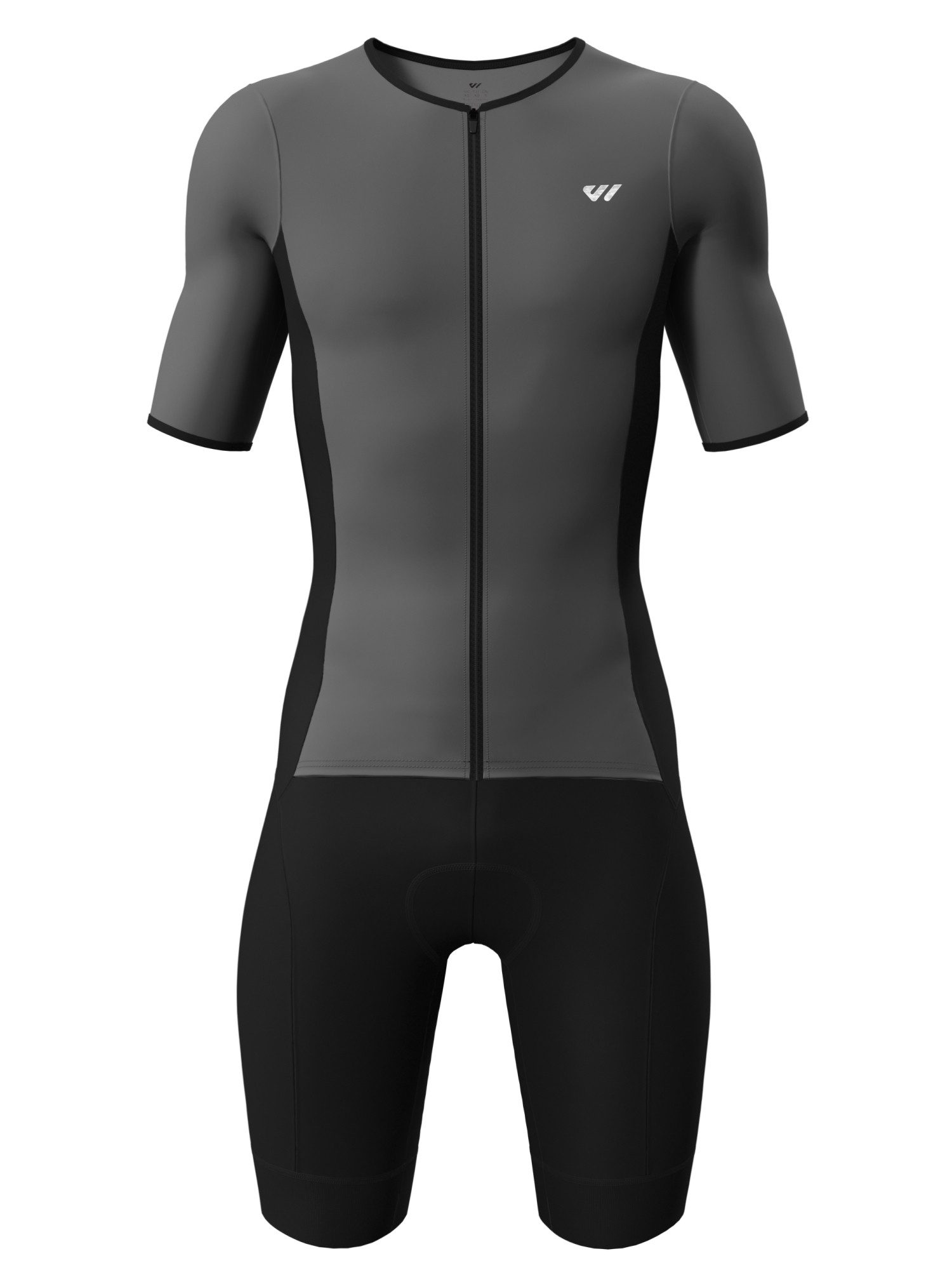 Wulibike Trainingsanzug Herren-Triathlonanzug Kurzarm Einteiler mit Sitzpolster, atmungsaktiv (Einteilig, 1-tlg), aerodynamischer Trainingsanzug für Radsport Laufen Schwimmen