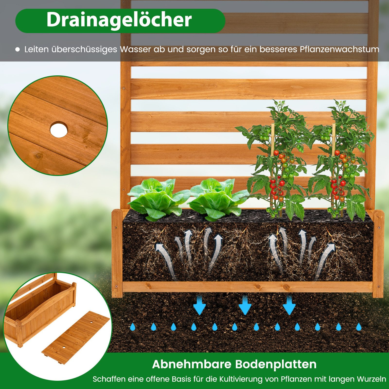 COSTWAY Blumenkasten (2 St), Hochbeet mit Spalier, Sichtschutz für Klimaanlagen & Mülleimer