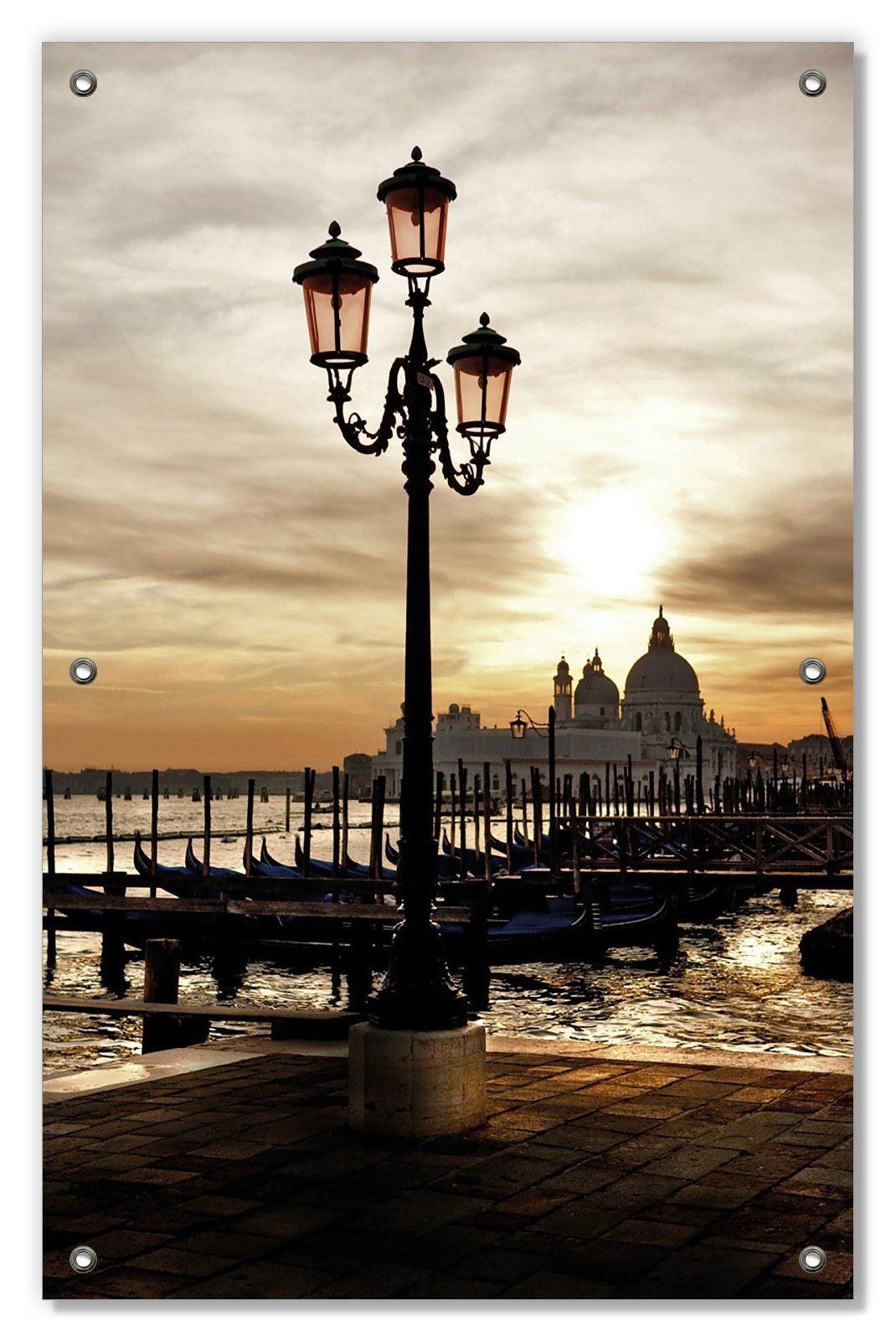 Sonnenschutz Sonnenuntergang, Lagune Saugnäpfen, bei mit wiederablösbar und wiederverwendbar Wallario, Venedig blickdicht, -