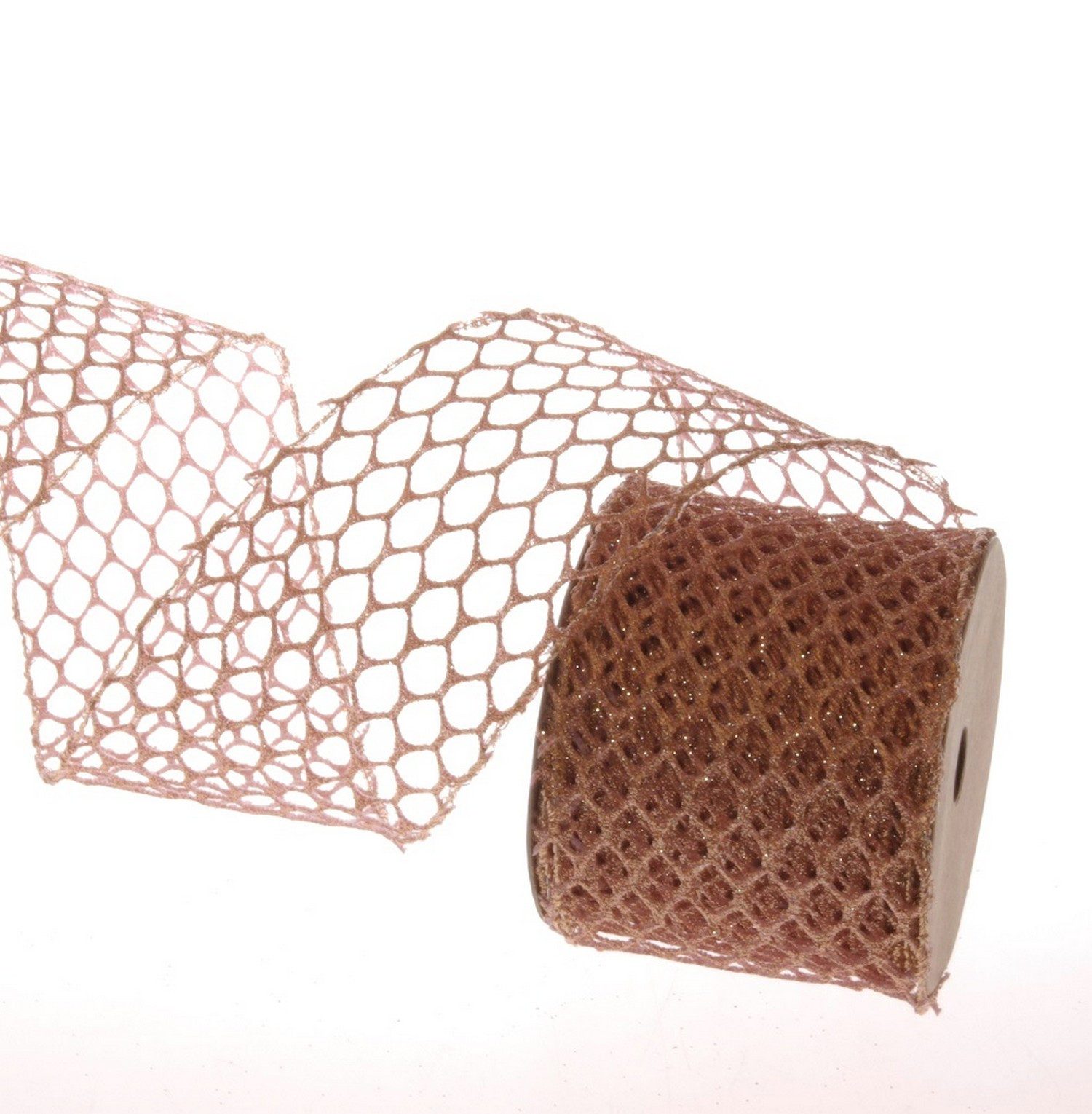 Deko AS Dekoband Weihnachtsband "Glitzerwabe" Gitterband gedrahtet - roségold - 77107-
