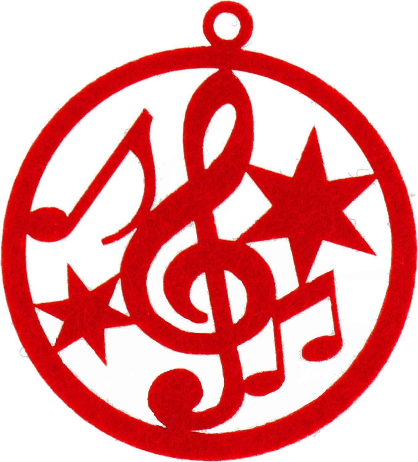 Musiker Weihnachtskugel Filz für rot mugesh Violinschlüssel, Weihnachtsbaumkugel