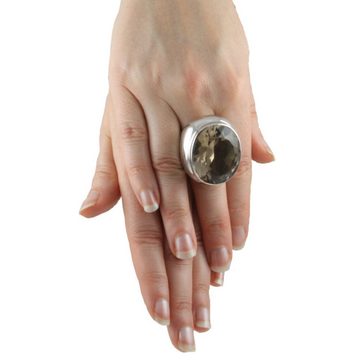 SKIELKA DESIGNSCHMUCK Silberring Rauchquarz Ring 32x26 mm (Sterling Silber 925) (1-tlg), hochwertige Goldschmiedearbeit aus Deutschland