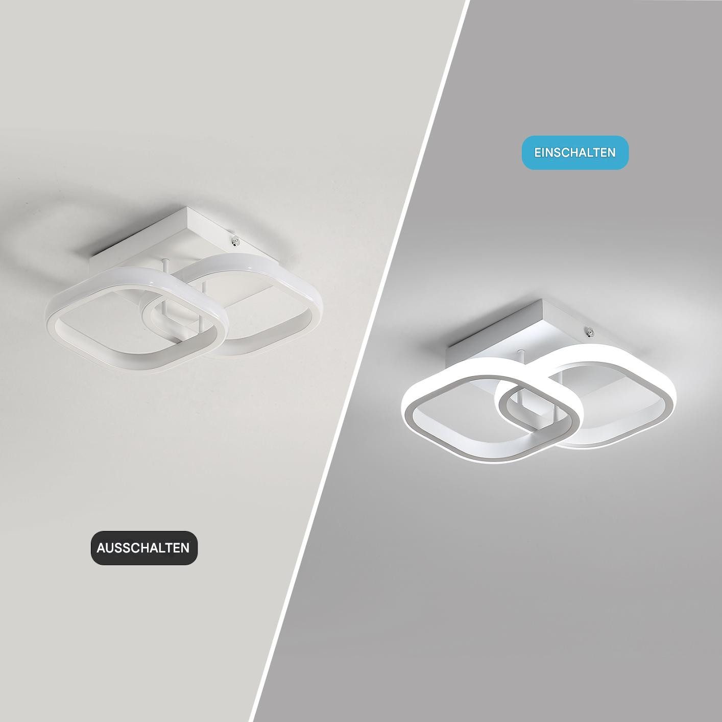 Riserva Dekolicht LED Deckenleuchte Doppelring 22W 6500K Weiß Ø17cm Modern, LED wechselbar, Augenschutzdesign,einfache Installation,für Büros,Flure,Gänge