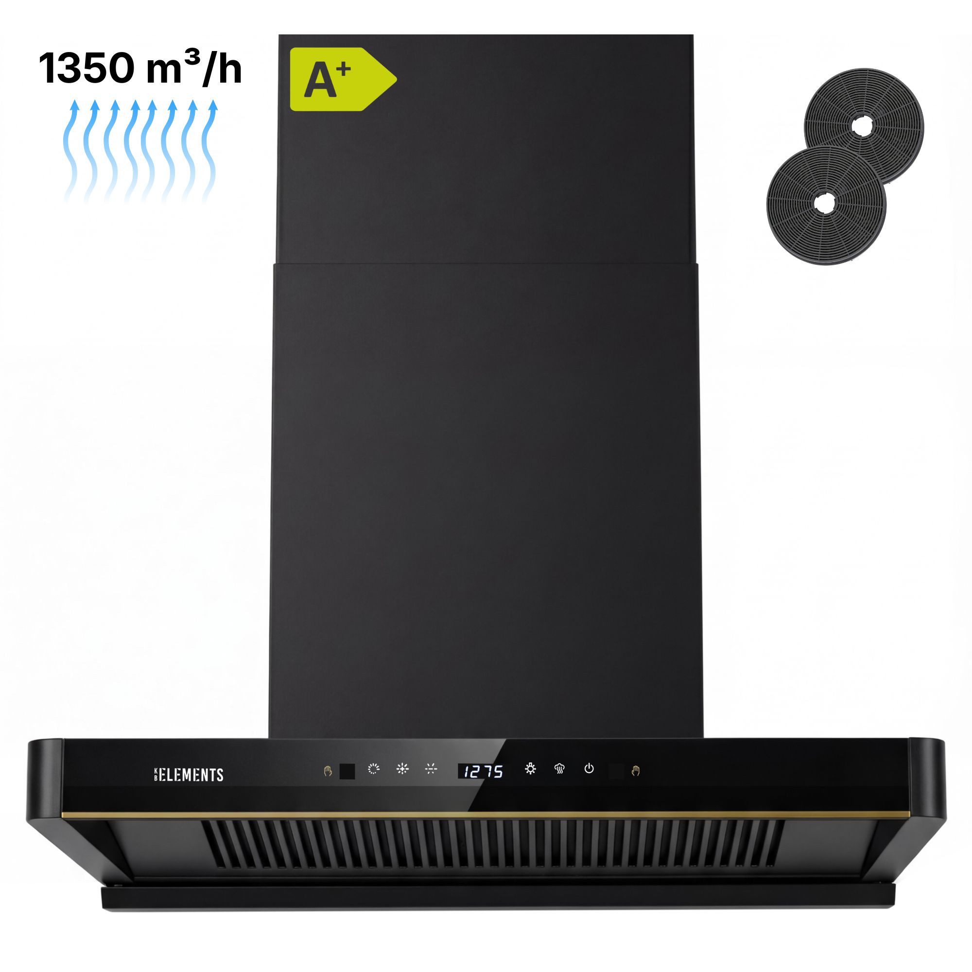 KB Elements Wandhaube Dunstabzugshaube 80 CM, ELK151H80 Dunstabzugshaube 80 CM, ELK151H80, 1350 m³/h Saugleistung, Automatische Wärme-Reinigung