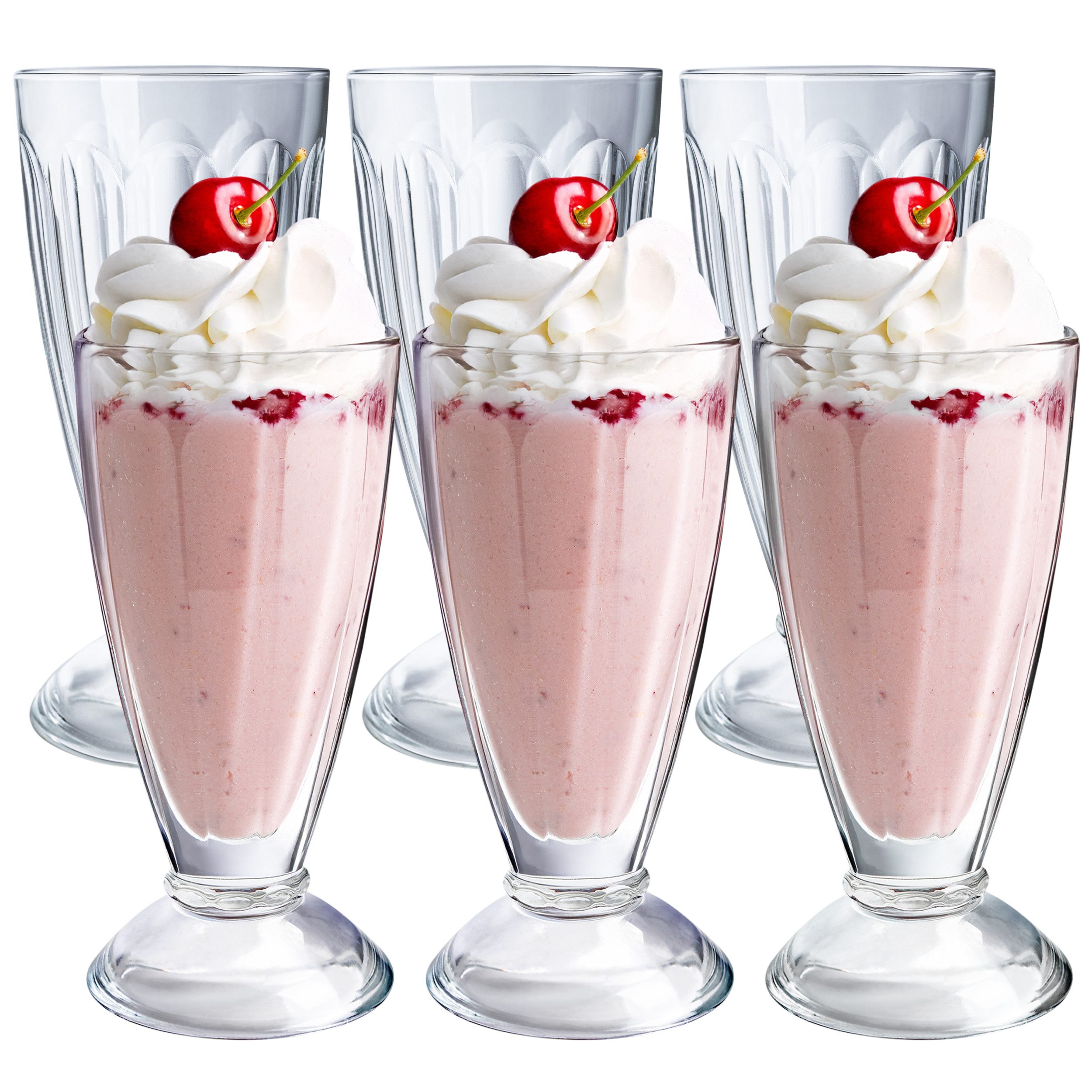 KONZEPT Cocktailglas mit Stiel 300ml, Gläser für Smoothie, Milchshake und Dessert, 6-tlg., spülmaschinengeeignet