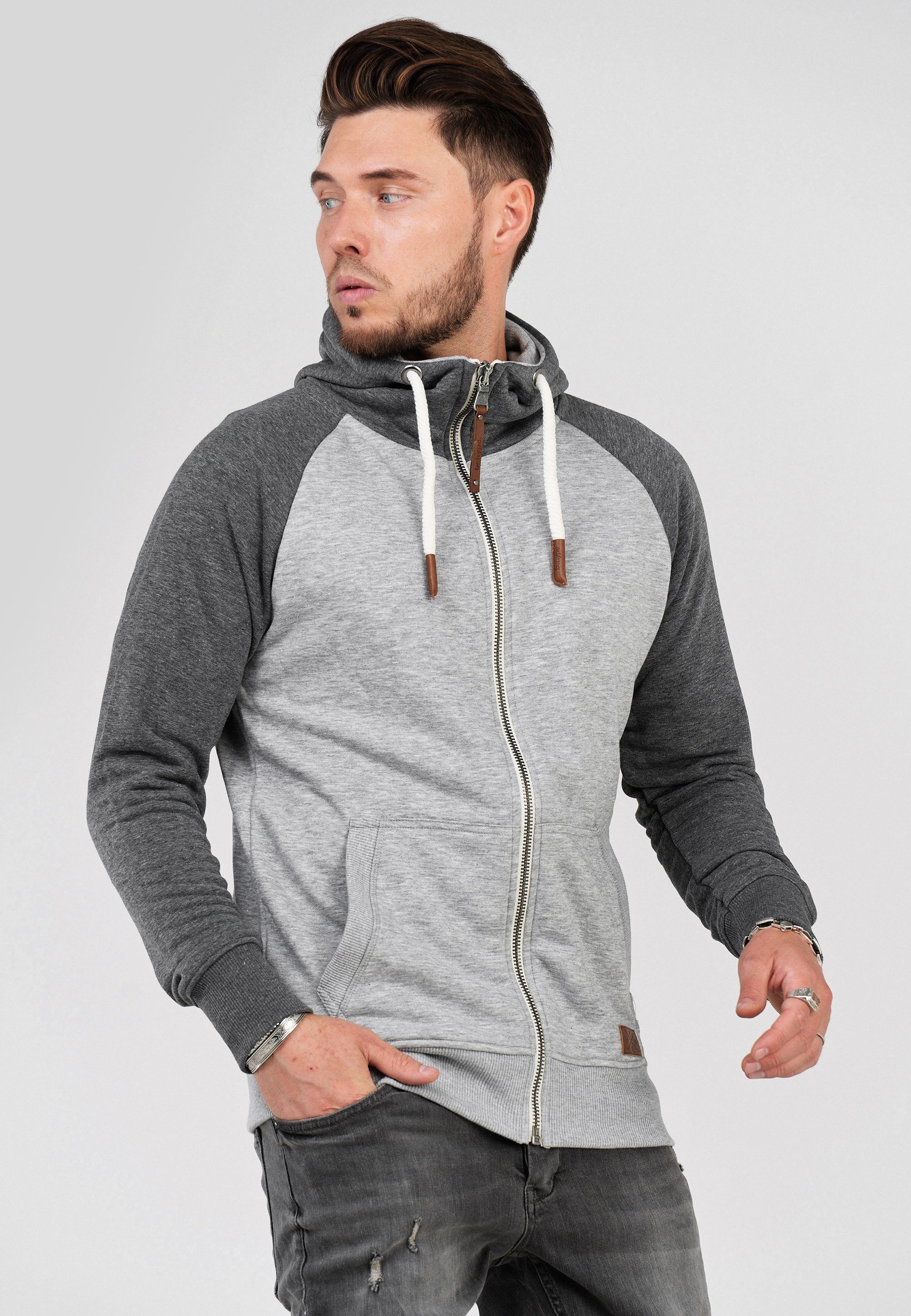 Kragen Sweatjacke behype mit grau HENRAY erhöhtem