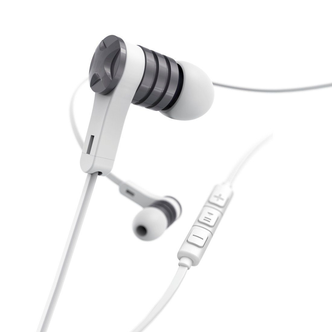 Mikrofon, weiß In-Ear, In-Ear-Kopfhörer Kopfhörer Hama Flachbandkabel "Intense",