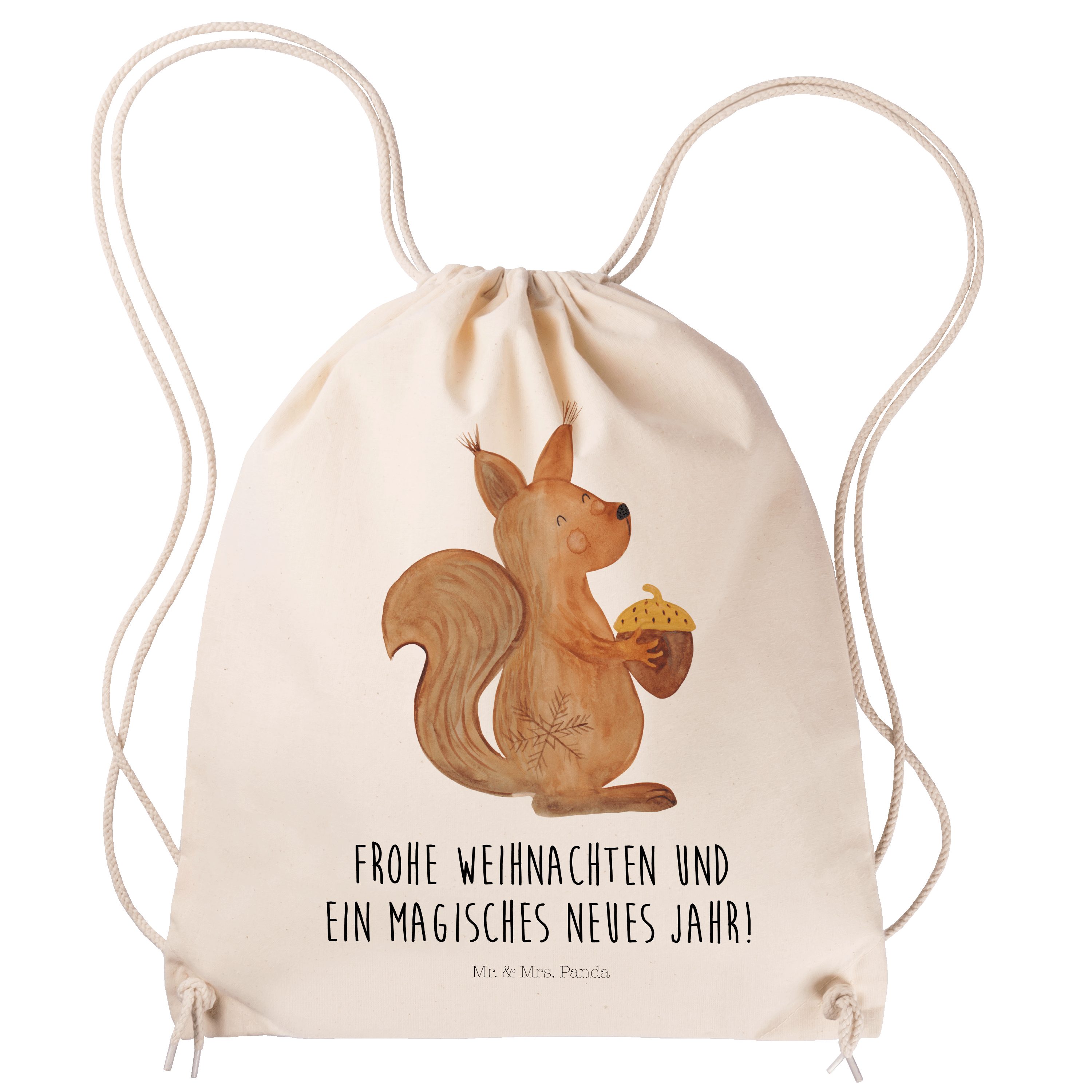 Mr. & Mrs. Panda Sporttasche Eichhörnchen Weihnachtszeit - Transparent - Geschenk, Beutel, Sportbe (1-tlg)