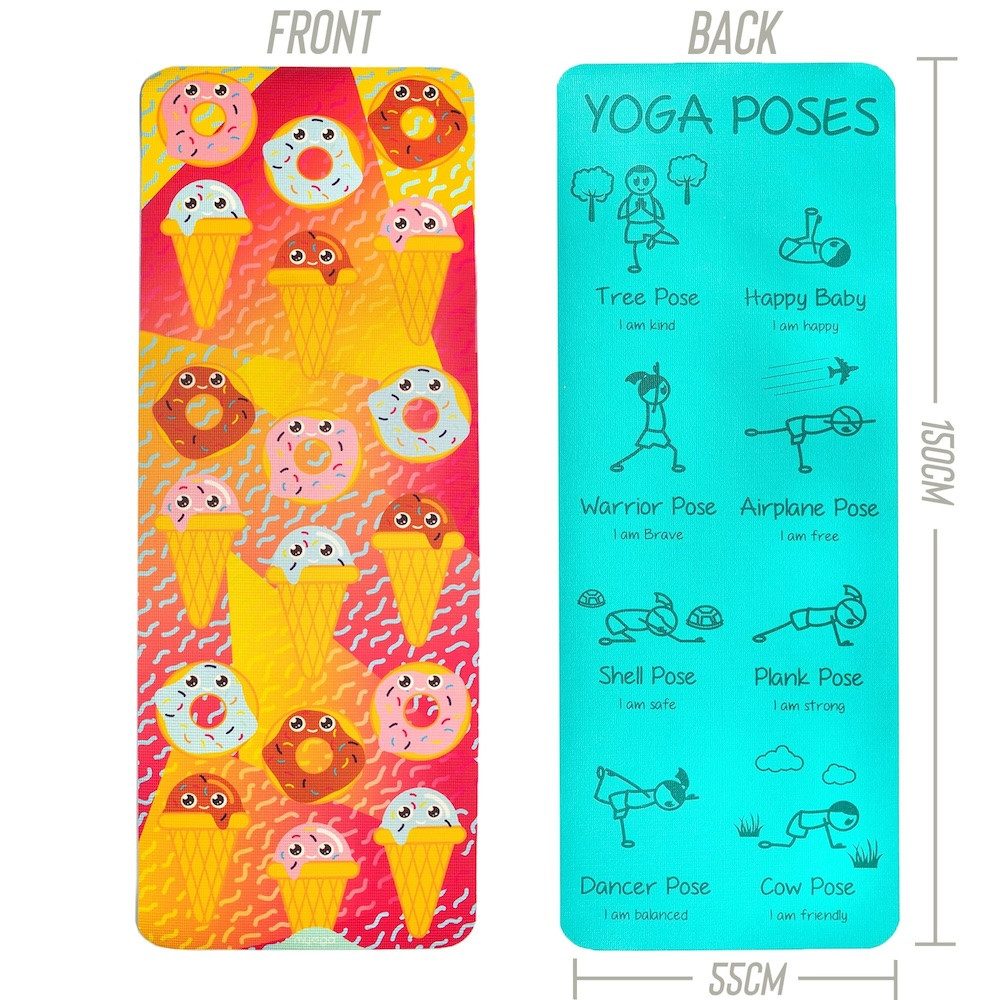 LK Trend & Style Yogamatte Hochwertige Gymnastikmatte Turnmatte Spielmatte für Kinder (Turnen, Fitness, Bewegung, fröhliches Design das Lust für die Übungen macht), mit 8 verschiedenen Posen Aufdruck