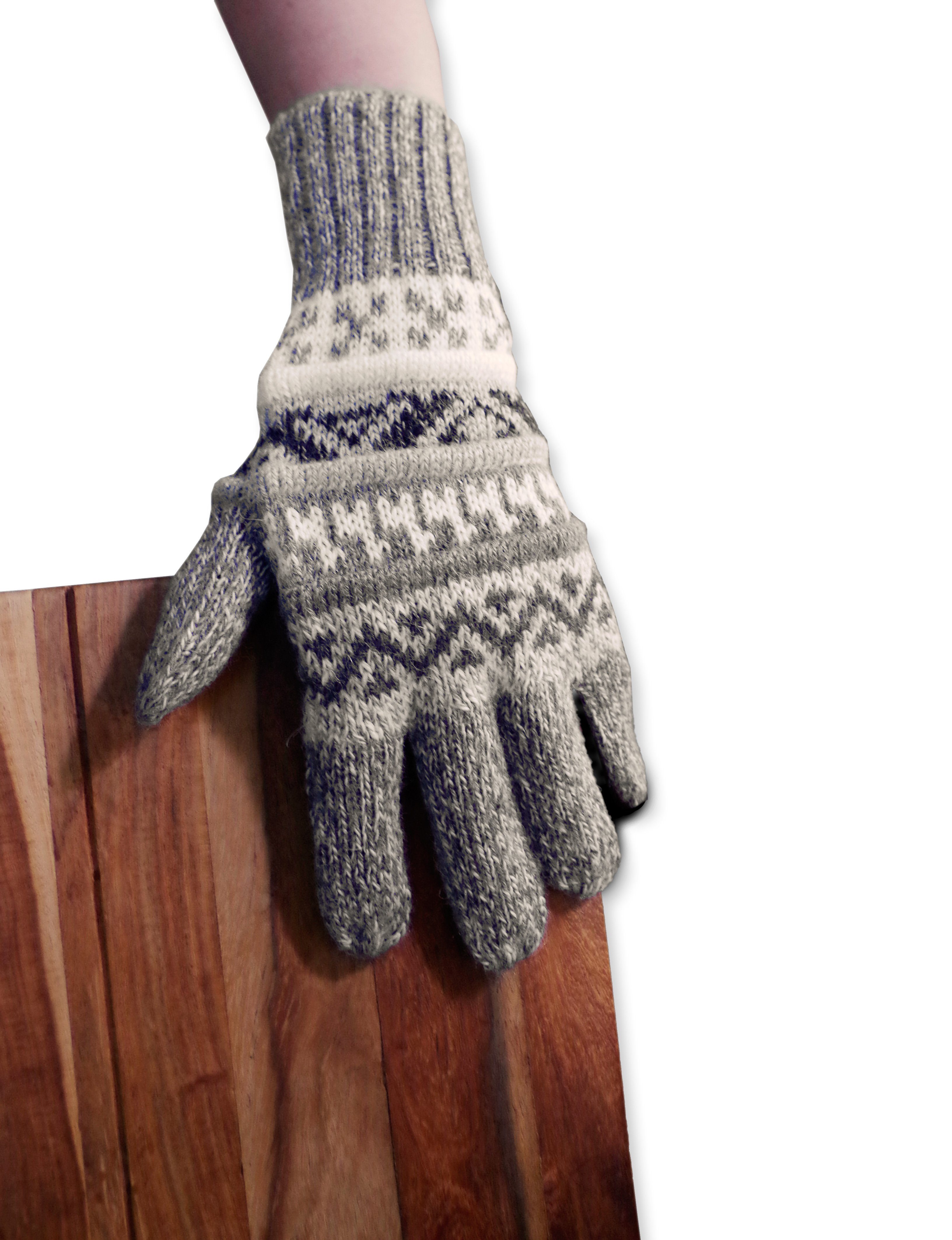 Alpaka Guantilissi Fingerhandschuhe Gear Posh 100% Alpakawolle Strickhandschuhe grau aus