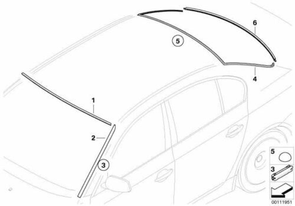 Heckscheibe Abdeckung E60 Original BMW Dichtung 5er Dichtungsband 51317115412, BMW hinten (1-St)