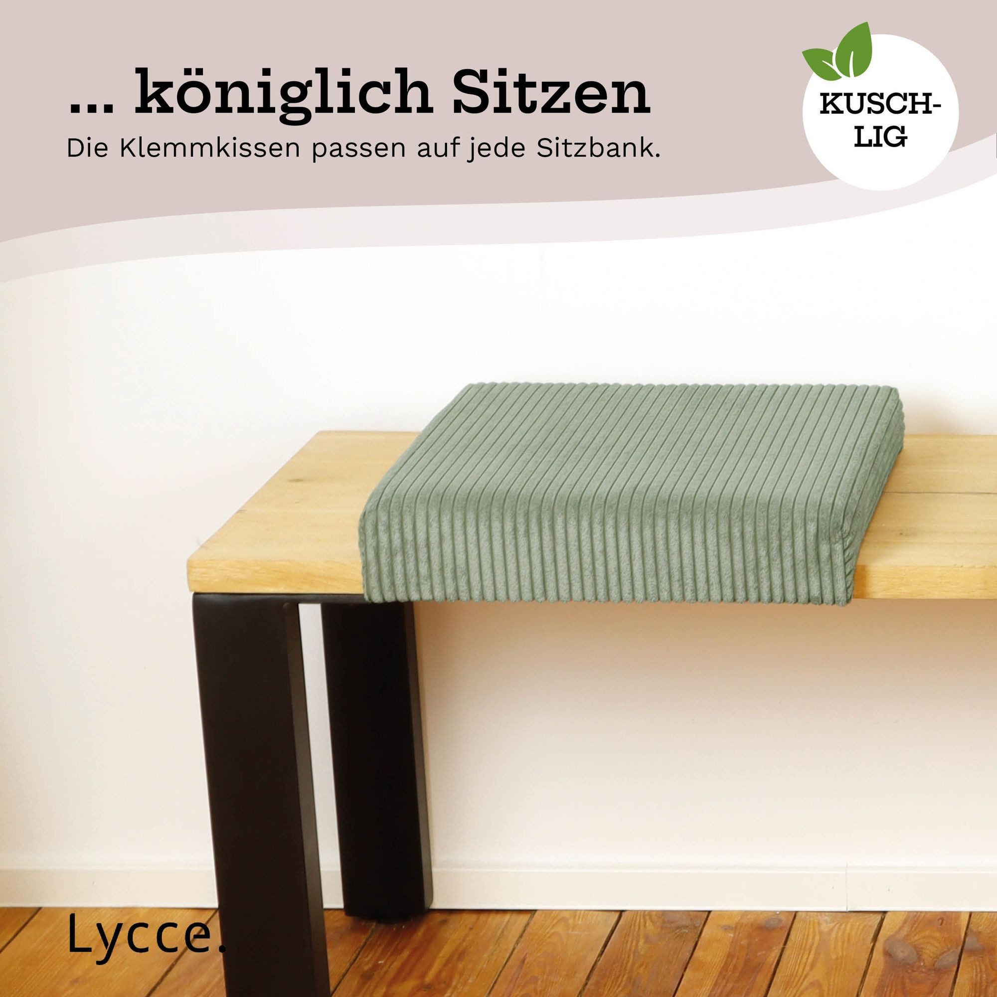 Lycce Bankauflage Bankauflage Klemmkissen 1 Leiste, Cordstoff extra Polsterung, (1 St), für Banktiefe ab 35 cm, verrutscht nicht, versch. Farben – Bild 5 von 5