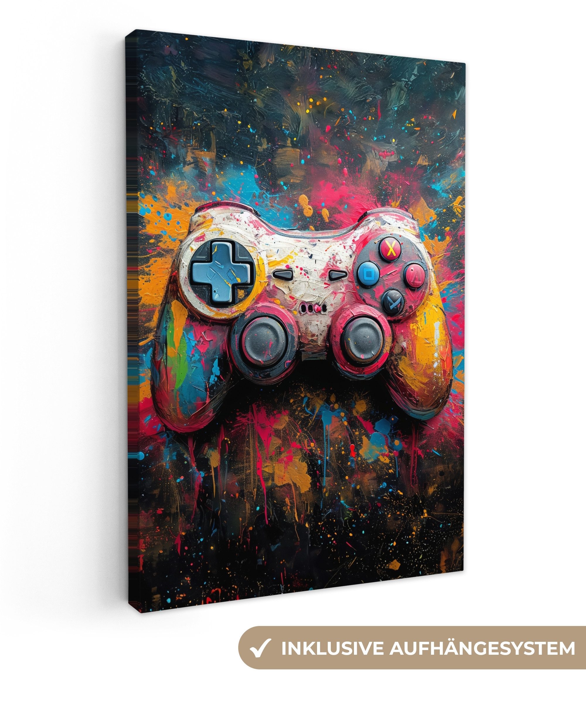 OneMillionCanvasses® Leinwandbild Graffiti - Spiele - Controller - Farbe, F günstig online kaufen