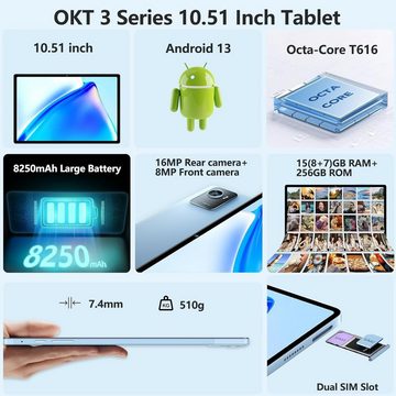 OUKITEL Tablet (10,5", 256 GB, Android 12, 4G LTE + 5G, Tablet wifi tablet pc 8mp+16mp kamera android 12 bluetooth gps otg)