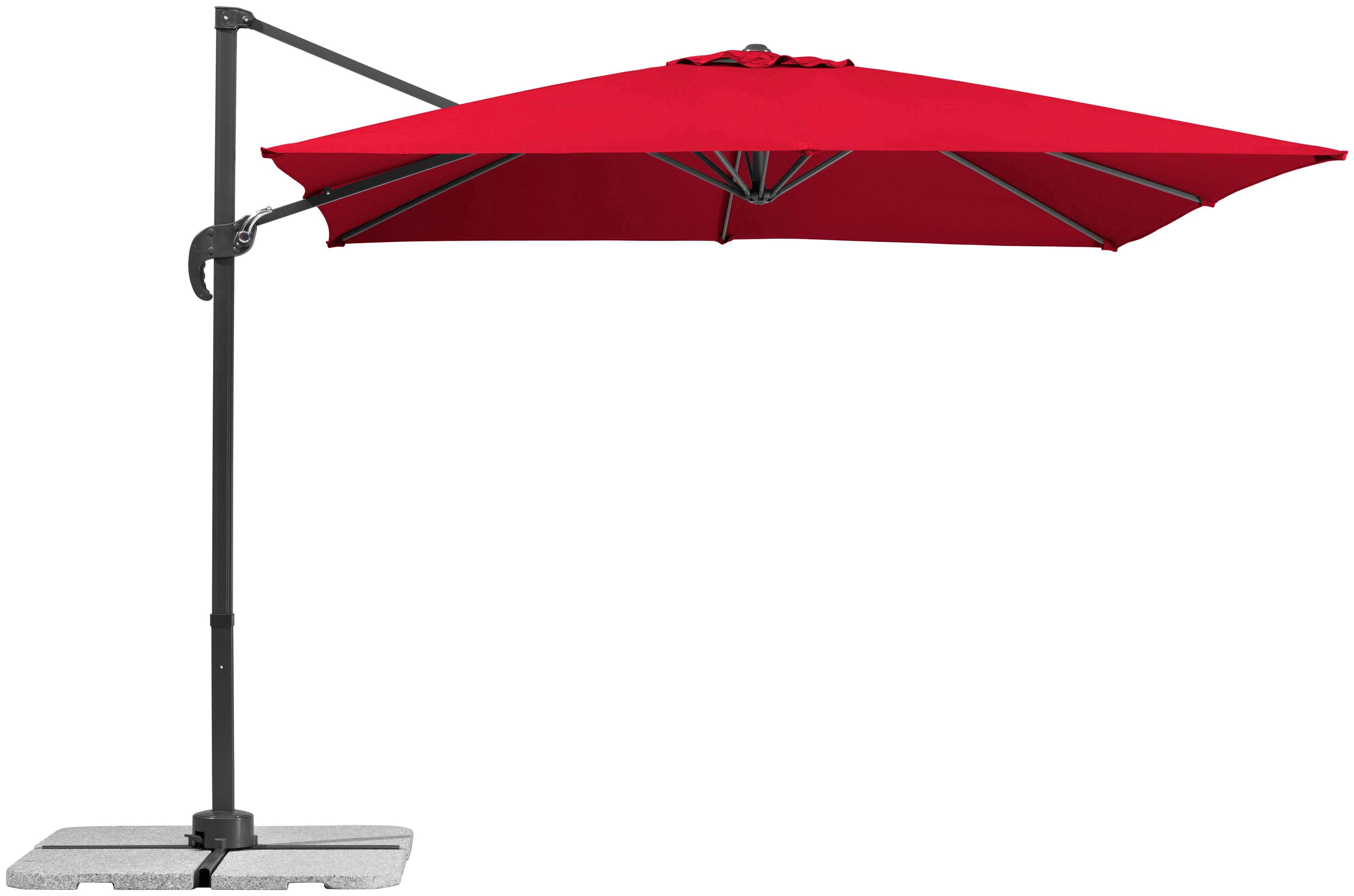 Schneider Ampelschirm 270 cm x 270 cm Rot mit Dreh- & Neigungsfunktion günstig online kaufen