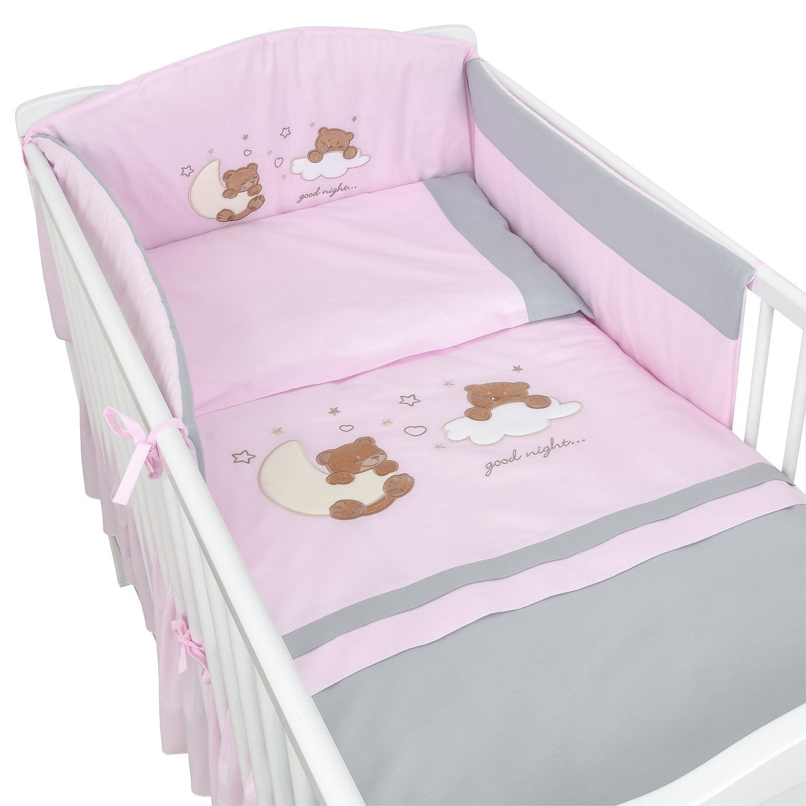Baby-Delux Komplettbett Babybett Jack Komplettset, 10-tlg., Kinderbett 70x140 cm weiß, Bettset verschiedene Designs