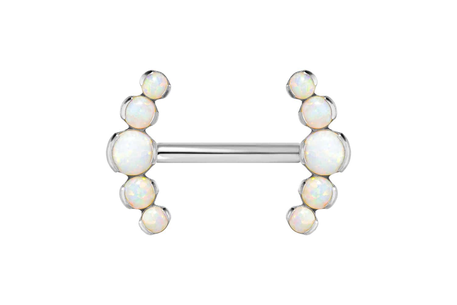 PIERCINGLINE Brustwarzenpiercing Titan Barbell mit Push Fit 5 SYNTHETISCHE OPALE (Barbells, 1-tlg)
