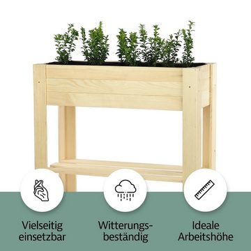 Zestri Hochbeet Kräuterbeet mit Ablage Holz Gemüsebeet Blumenkasten Balkon Frühbeet, Made in Europe, mit Ablage, mit Vlies