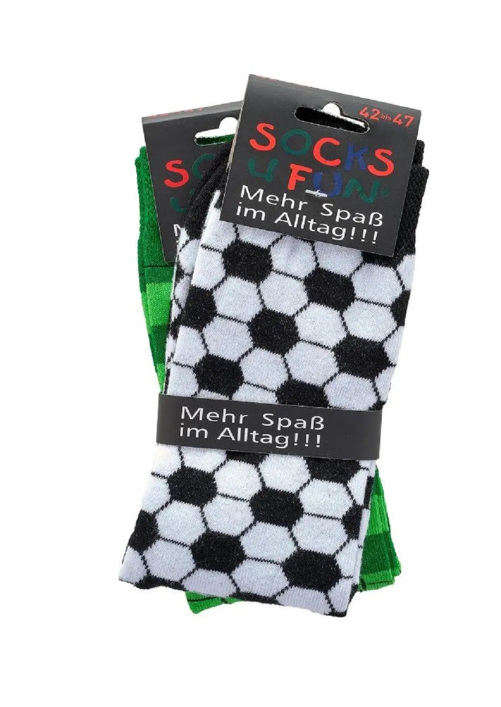 Socks 4 Fun Freizeitsocken Socks 4 Fun Motivsocken Fußball 2er Bündel (2-er Bündel, 2-Paar, 2 Paar) lustiges Design
