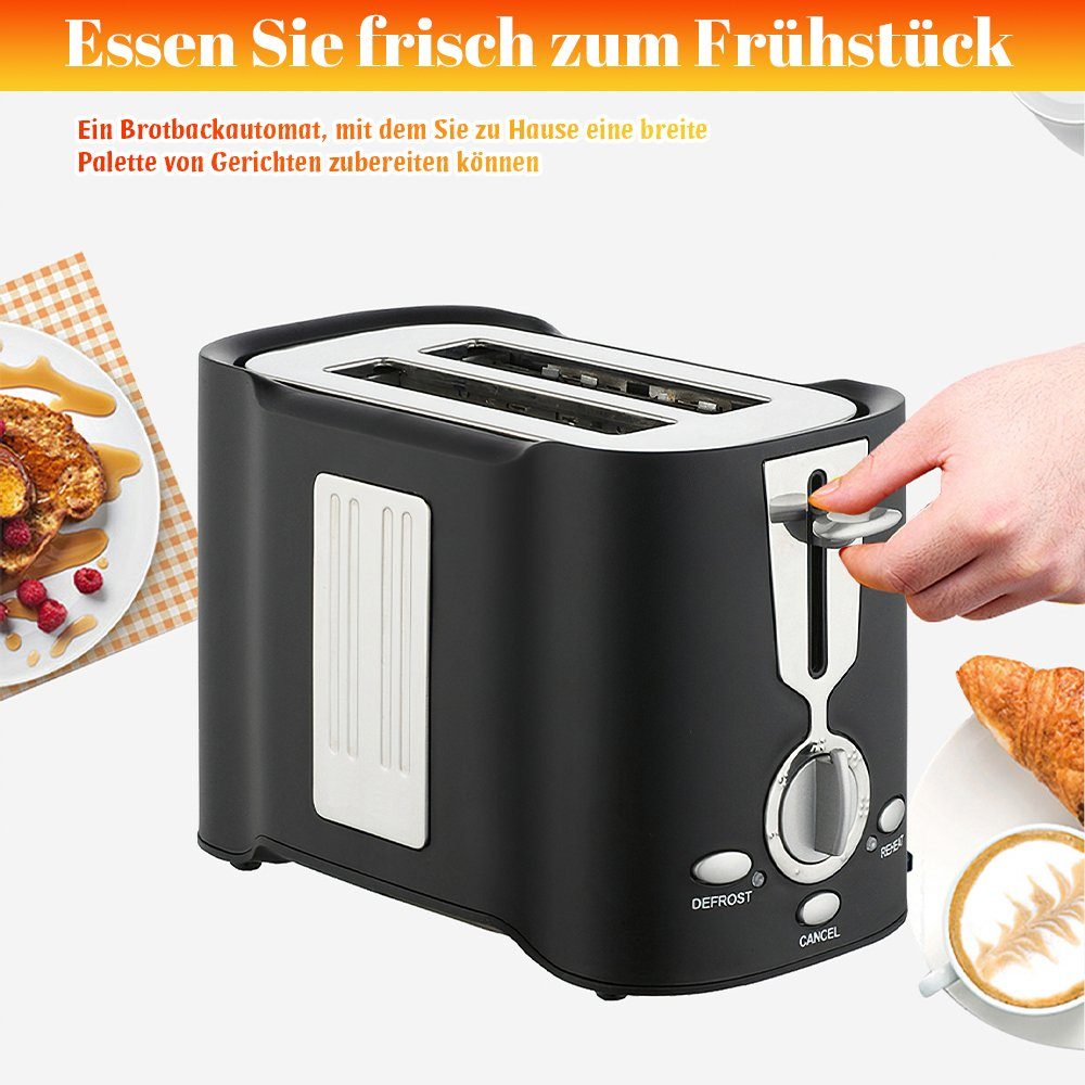 850,00 Schwarz 2 Toaster kurze Fahrer, W, Toast, Schlitze, für MDHAND Frühstückstoast Gebackener
