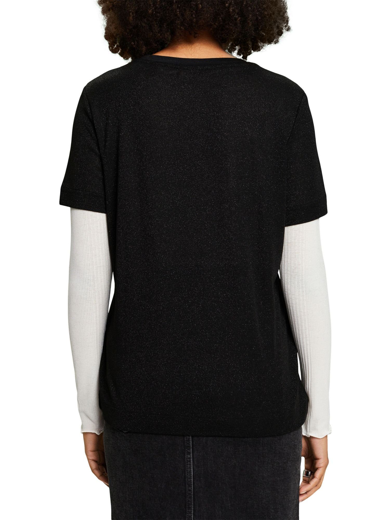 T-Shirt im Glitzerlook T-Shirt BLACK (1-tlg) Esprit